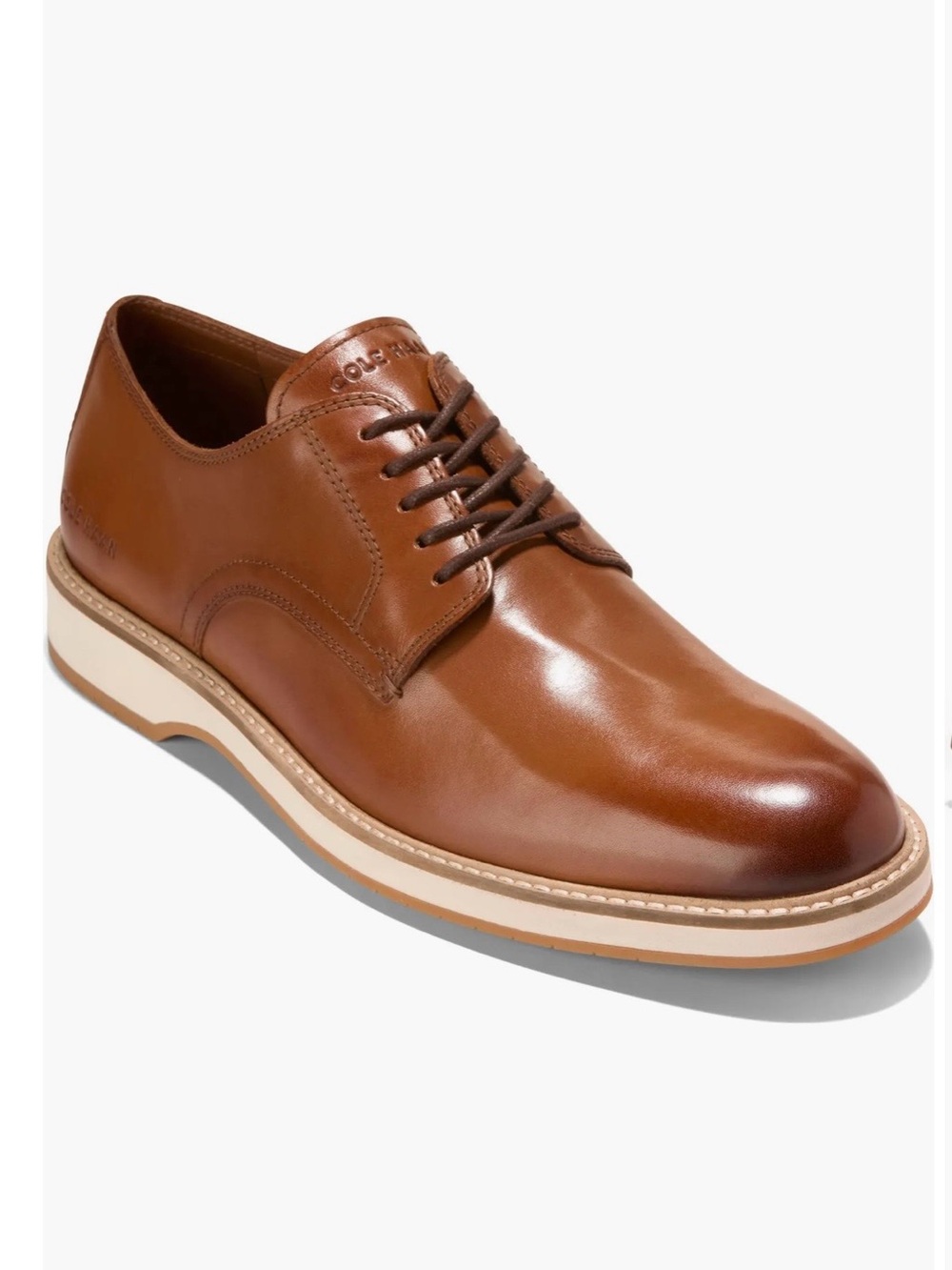 Cole Haan Tan Leather Derby with Cream Contrast Sole